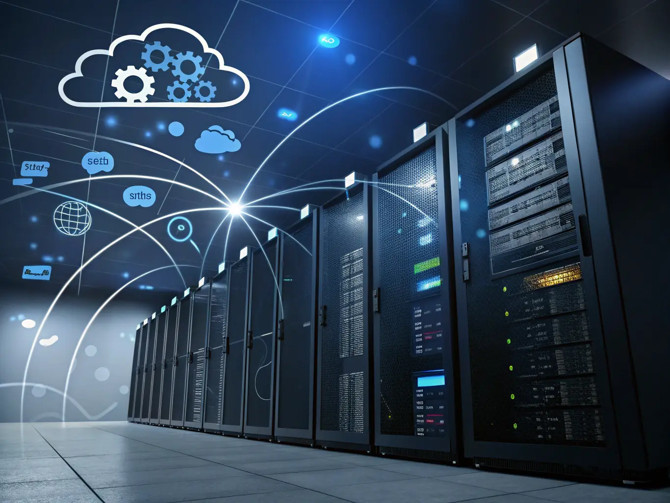 A visual representation of automated digital workflows, showing data flowing seamlessly between different systems and applications, illustrating Transformare's expertise in automation and digital workflow implementation.